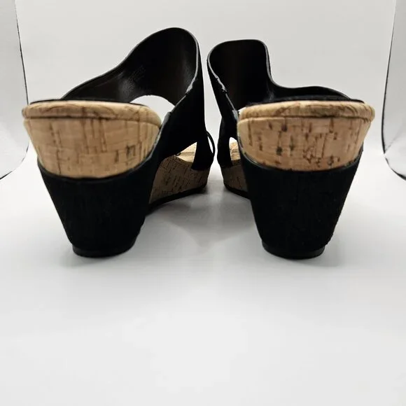Donald J. Pliner Black Sandals with Cork Wedge - Picture 4 of 10